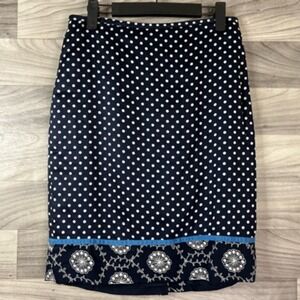 LOFT Straight Skirt Women's 0P Petites Blue White Above‎ Knee Back Slit Zip New